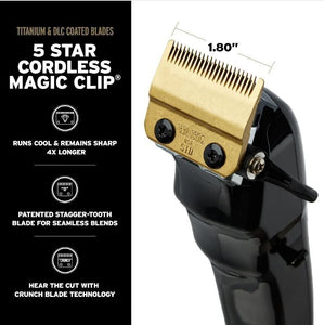 Wahl Cordless Barber Combo Black Magic Clip Clipper & Detailer Trimmer 3025397