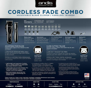Andis Cordless FADE COMBO w/ Envy Fade Clipper & Slimline Pro Li Trimmer #75020