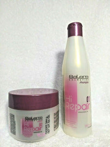 SALERM HI REPAIR 01- PROF. LINE SHAMPOO 9.0 OZ + Mask 02 for Damaged & Dry Hair