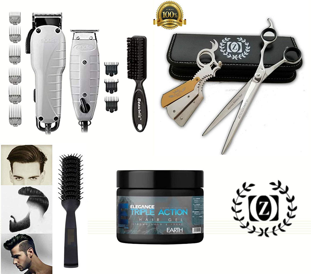 Liberty Supply Andis Barber Combo Hair Cutting Starter Kit Clippers Trimmer Elegance Hair Gel Brush - Liberty Beauty Supply