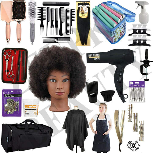 Natural Hair Care & BRAIDING Cosmetology Student KIT Braiding Hair Set Afro Manikin Head Mannequin - Liberty Beauty Supply