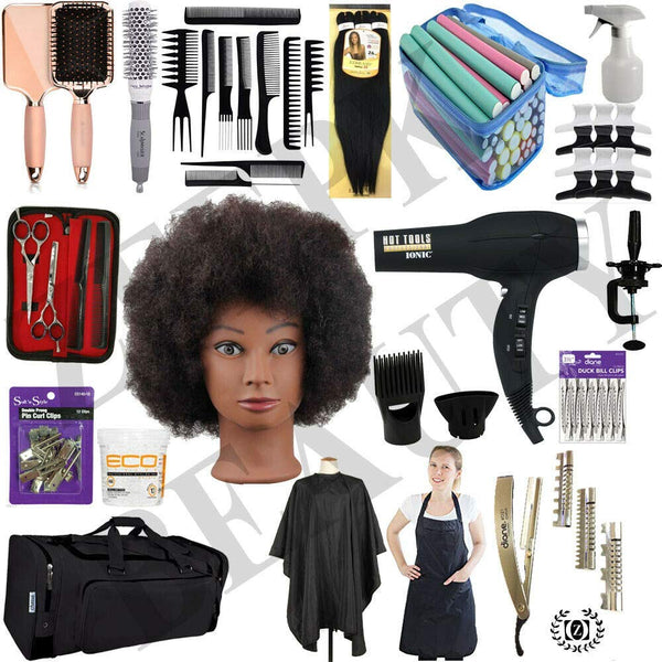 Natural Hair Care & BRAIDING Cosmetology Student KIT Braiding Hair Set Afro Manikin Head Mannequin - Liberty Beauty Supply