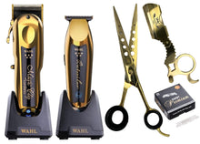 Cargar imagen en el visor de la galería, Wahl Gold Cordless Magic Clip Clipper Gold Detailer Trimmer Model 8148-700 Barber Combo Zeepk Shears