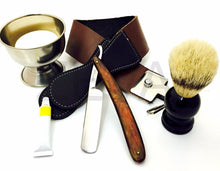 Cargar imagen en el visor de la galería, BARBER SALON straight edge razor shaving set/kit- dovo paste, brush, soap usa - Liberty Beauty Supply