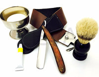 BARBER SALON straight edge razor shaving set/kit- dovo paste, brush, soap usa - Liberty Beauty Supply
