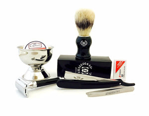 Men's Complete Grooming Kit- De Safety Razor, Straight Razor, Brush, Cup, Blades - Liberty Beauty Supply