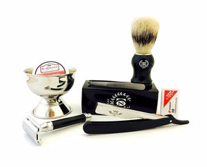 Men's Best Shaving Grooming Kit/set- De Safety Razor, Straight Razor, Brush, Cup - Liberty Beauty Supply