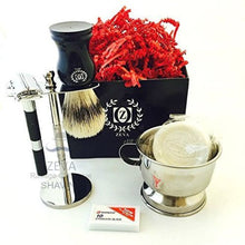 Cargar imagen en el visor de la galería, ZEVA Shaving Set- DE Safety Razor, Stand, Cup with Handle, Soap, 10 Dorco Blades - Liberty Beauty Supply
