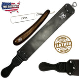 ZEVA Wood Handle Wet Cut Throat Straight Razor with 26.3/4" Long Leather Strop - Liberty Beauty Supply