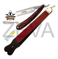 ZEVA Wooden Handle Straight Edge Razor Leather Strop & Dovo Paste Shaving Set - Liberty Beauty Supply