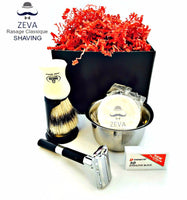 ZEVA 5 Pcs Men Shaving Kit Classic DE Safety Razor GIFT 1391042015 BW51 - Liberty Beauty Supply