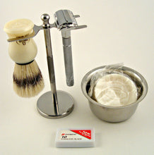 Cargar imagen en el visor de la galería, Zeva 5 Pcs White Men Shaving Kit Beard De Safety Razor Gift 1361042015 - Liberty Beauty Supply