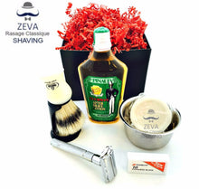 Cargar imagen en el visor de la galería, Safety Razor DE Shaving Set ZEVA Sensitive Omega Dorco Clubman 5in1 Men Gift #2 - Liberty Beauty Supply