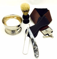 Cut Throat Razor Knife Men Shaving Leather Strop Shavette Best- Zeva 5 Pcs Kit - Liberty Beauty Supply