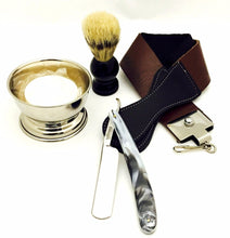 Cargar imagen en el visor de la galería, Cut Throat Razor Knife Men Shaving Leather Strop Shavette Best- Zeva 5 Pcs Kit - Liberty Beauty Supply