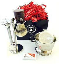Cargar imagen en el visor de la galería, Men Shaving Kit DE Safety Razor Boar Brush Bowl Soap Handmade Hotel Travel Set - Liberty Beauty Supply
