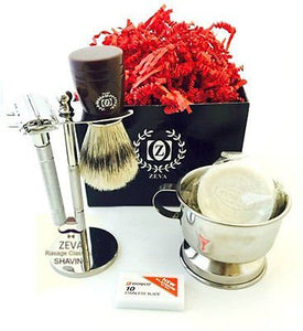 Men Shaving Kit DE Safety Razor Boar Brush Bowl Soap Handmade Hotel Travel Set - Liberty Beauty Supply