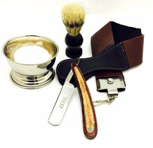 Load image into Gallery viewer, Straight Razor Zeva Wooden Handle Men Shaving Gift Set 5 Pcs - Liberty Beauty Supply