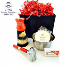 Load image into Gallery viewer, Safety Razor DE Shaving Set ZEVA Sensitive Omega Dorco Vintage 5in1 Men Gift 105 - Liberty Beauty Supply