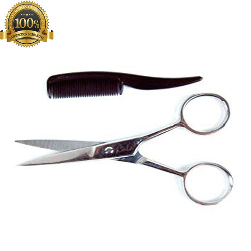 Beard & Mustache Scissors and Comb Set Beard Mustache Nose Ear Scissors Grooming - Liberty Beauty Supply