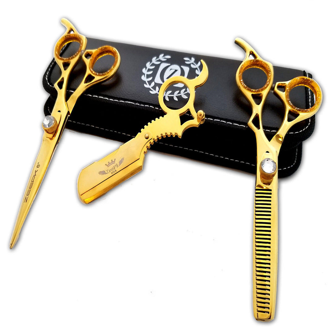 Professional Hair Styling GOLD Shears Cutting Scissors Salon Barber 6