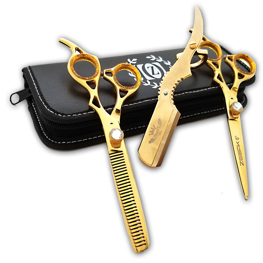 Professional Hair Styling GOLD Shears Cutting Scissors Salon Barber 6