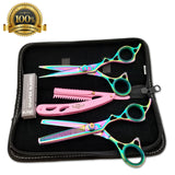 Hair Styling & Barber Shears Rainbow Titanium 6" Hairshaper and thinning Scissor - Liberty Beauty Supply