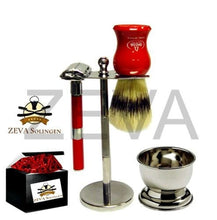 Cargar imagen en el visor de la galería, 5 Pieces DE Safety Razor Men&#39;s Shaving Gift Kit / Set Red - Liberty Beauty Supply