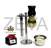 ZEVA 5 Pieces DE Safety Razor Shaving Gift Set / Kit in Box Silver - Liberty Beauty Supply
