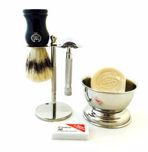 Cargar imagen en el visor de la galería, LUXURY 3.5&quot; long handle de safety razor shaving set kit in gift box german made - Liberty Beauty Supply
