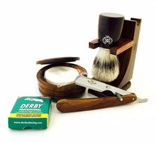 Cargar imagen en el visor de la galería, Cut throat shavette straight razor shaving gift set for birthday - Liberty Beauty Supply