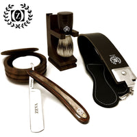WOOD CUT THROAT 6PC men's straight razor shaving kit luxury gift set - Liberty Beauty Supply