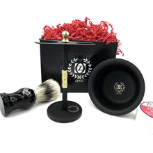 Cargar imagen en el visor de la galería, Vintage black/gold double edge safety razor shaving gift set 5 pc for men - Liberty Beauty Supply