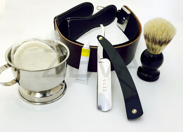 6 Pieces Cut Throat Men's Straight Edge Razor Dovo Paste Shaving Set/Kit - Liberty Beauty Supply