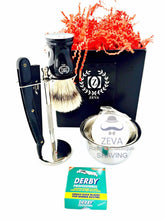 Cargar imagen en el visor de la galería, Pure Bristle Shaving Brush Mens Straight Razor Shaving Full Size Kit Gift Set - Liberty Beauty Supply