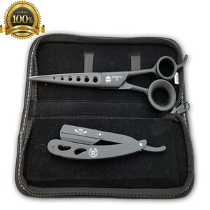 Professional Barber Black Cutting+Thinning Shears 8" Hair Cutting Salon Scissors - Liberty Beauty Supply