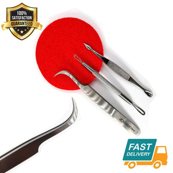 4PCS Blackhead Acne Pimple Blemish Extractor Remover Tool Kit Curved Tweezers - Liberty Beauty Supply
