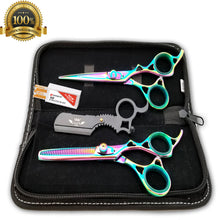 Cargar imagen en el visor de la galería, 6&quot; Professional Hair Cutting Japanese Scissors Thinner Barber Razor Shears Kit - Liberty Beauty Supply