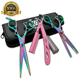 Hair Styling & Barber Shears Rainbow Titanium 6" Hairshaper and thinning Scissor - Liberty Beauty Supply