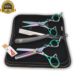 Salon Stylist Barber Hairdressing Cutting Scissors Men's Shaving Razor Comb Set - Liberty Beauty Supply