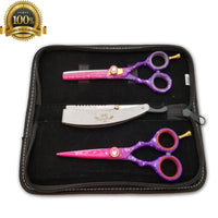 5.5" Salon Hair Cutting Scissors TIJERAS Thinning Barber Shears Razor Kit RAPADA - Liberty Beauty Supply