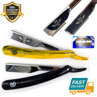 Folding Straight Razor Kit Barber Close Shave Safety Blades Quality Stainless - Liberty Beauty Supply