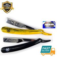 Folding Straight Razor Kit Barber Close Shave Safety Blades Quality Stainless - Liberty Beauty Supply