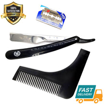 Load image into Gallery viewer, black close shave steel barber straight cut throat razor shavette + beard shaper - Liberty Beauty Supply