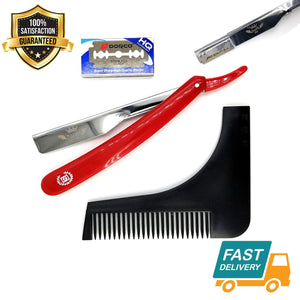 close shave steel barber straight cut throat razor shavette + beard shaper - Liberty Beauty Supply