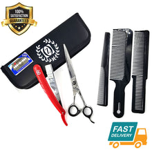 Load image into Gallery viewer, Hair Styling &amp; Barber Shears Professional 7&quot; Scissor Close Shave Shaving Razor - Liberty Beauty Supply