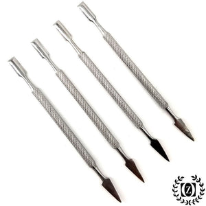 SET of 4 Pedicure Manicure Set. Nail Cuticle Spoon Pusher Remover Care Tool Salon Stainless Steel - Liberty Beauty Supply