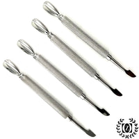 SET of 4 Pedicure Manicure Set. Nail Cuticle Spoon Pusher Remover Care Tool Salon Accessories Steel - Liberty Beauty Supply