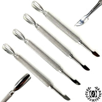 SET of 4 Pedicure Manicure Set. Nail Cuticle Spoon Pusher Remover Care Tool Salon Accessories Steel - Liberty Beauty Supply