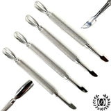 SET of 4 Pedicure Manicure Set. Nail Cuticle Spoon Pusher Remover Care Tool Salon Accessories Steel - Liberty Beauty Supply